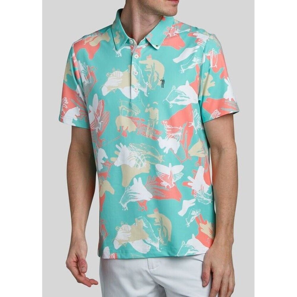 William Murray Polo Shirt Men's XL Happy Hands Golf Lightweight Seafoam Green